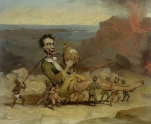 Caricatura di Edward George Bulwer Lytton (1803-73) c.1840 da Hablot Knight Browne